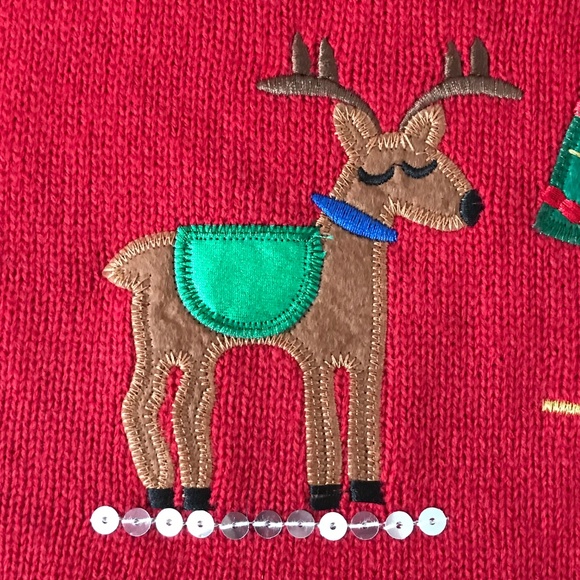 WHITE STAG Christmas Sweater Plus Size 2X 18W 20W Snowflake Reindeer Holiday Red - Picture 8 of 16